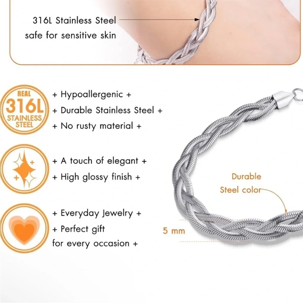 Silver Woven Infinity Chain Bracelet